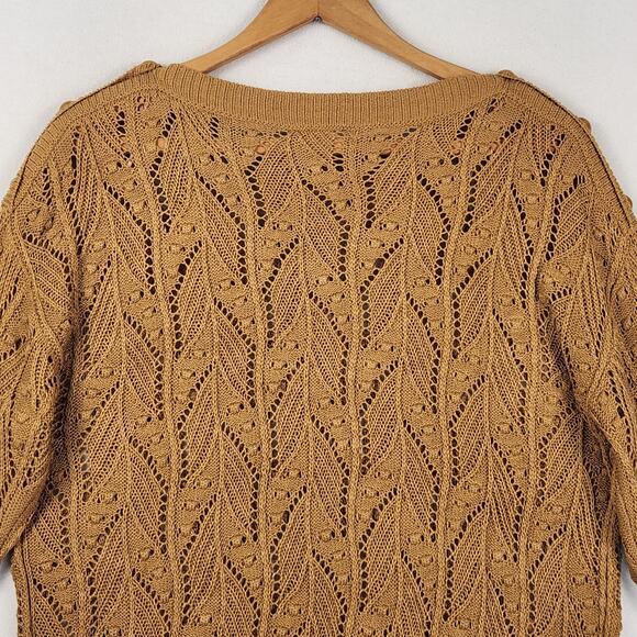 143 Story by Line Up Open Knit Pullover Sweater Women’s SZ M Camel Button Detail - Picture 9 of 14